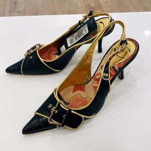 DESIGNER - SKINNY THREE INCH LEATHER SANDAL- NEW WITH TAG